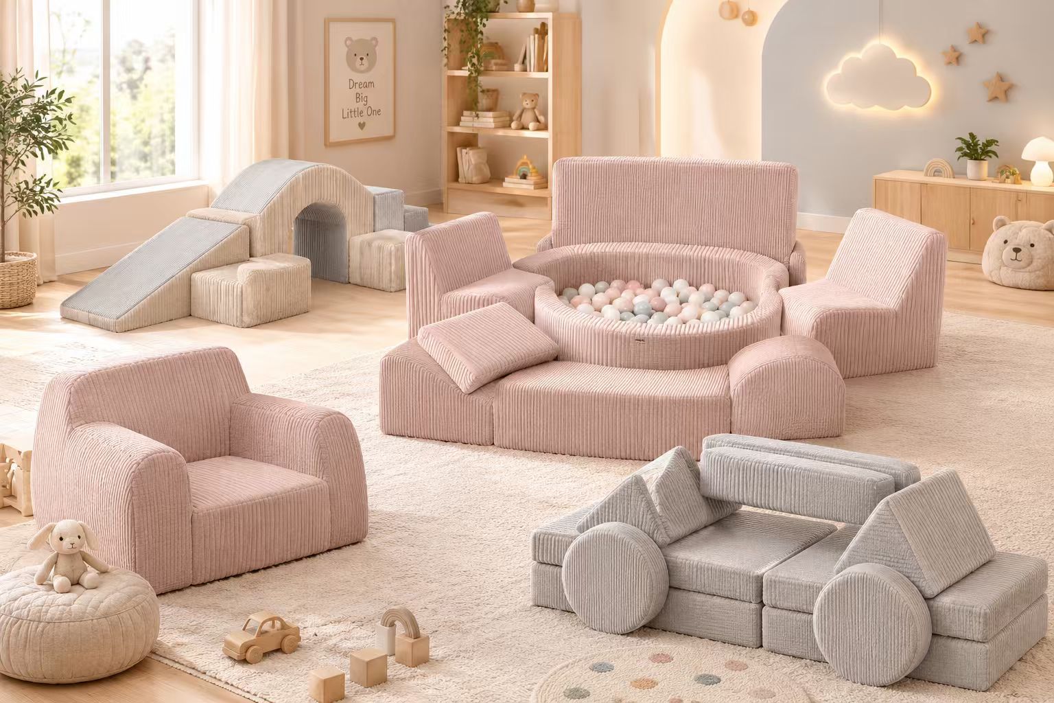 Corduroy and velvet single sofas